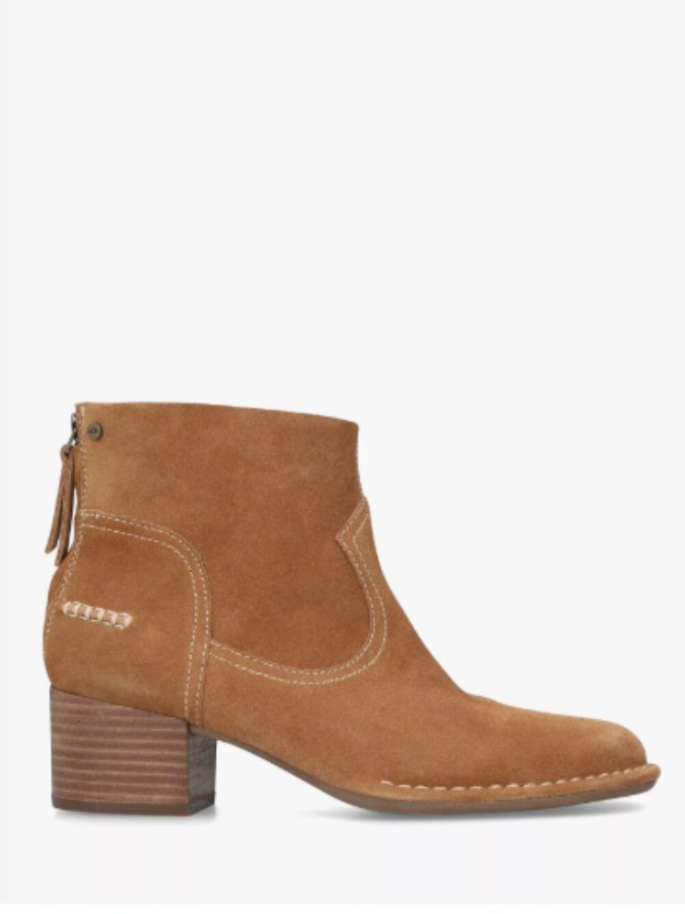 Ugg Bandara Western Style Suede Block-Heel Ankle Boots Camel Brown Suede size 11